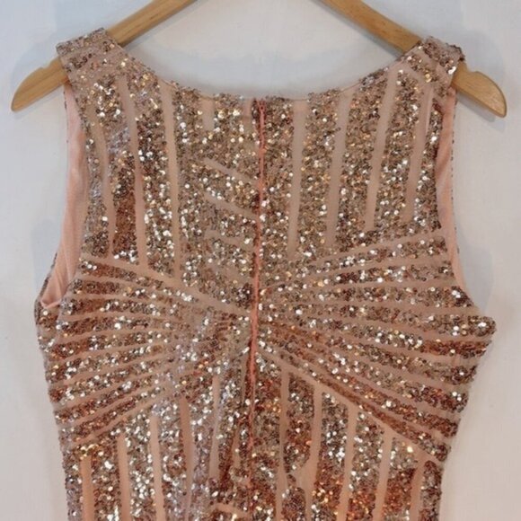 Rose gold Sequin sleeveless A-line mini dress size small - Picture 8 of 10